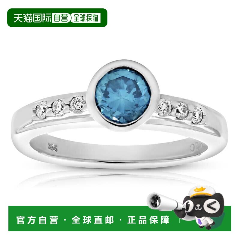 自营 vir jewels0.80 克拉蓝色和白色钻石订婚戒指 14K 白金 - 白