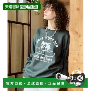 宽松印花圆领卫衣 1h可退 女装 pacific 半拉链设 日本直邮ocean