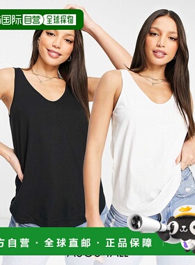 香港直邮ASOS 女士 ultimate SAVE 设计长筒圆领棉质多背心(2件套