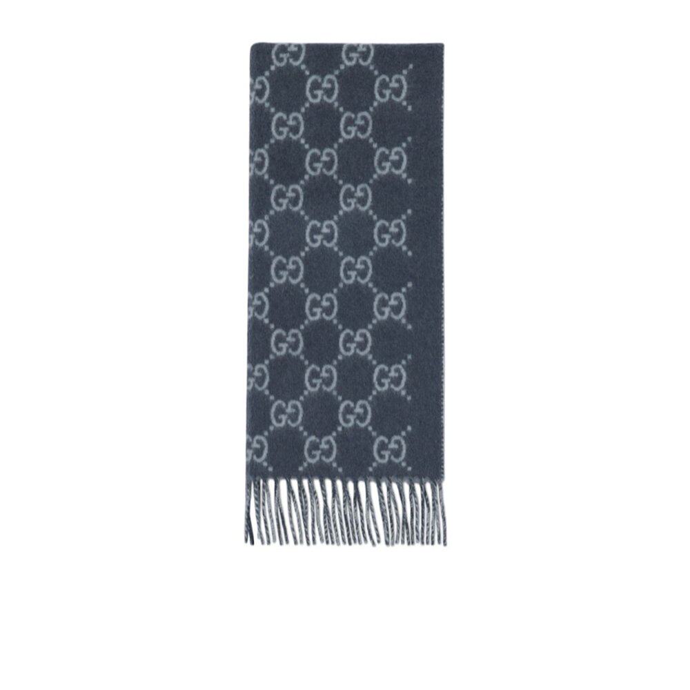 GUCCI 男士围巾 8123174GABX4169 AW2024 黑色 GG山羊绒披肩