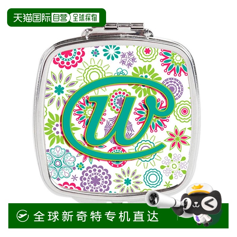 自营Carolines Treasures CJ2011-WSCM 字母 W 花朵粉红色蓝绿色