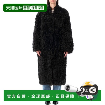 自营stand studioCarolina Eco Fur Curl Coat - black 美国奥莱