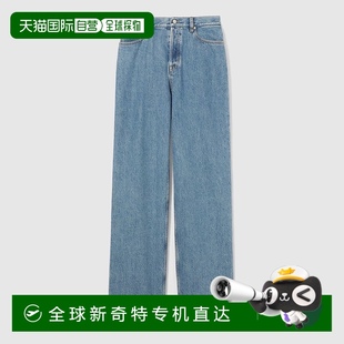 歐洲直郵Gucci 女士淺藍(lán)色棉logo標(biāo)識(shí)紅色皮革標(biāo)簽牛仔褲 古馳
