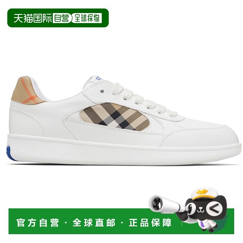 香港直邮潮奢 Burberry 巴宝莉 男士 白色 Leather & Check Terra