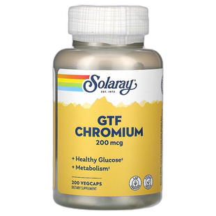 香港直邮Solaray,GTF 铬，200 微克，200 粒素食胶囊