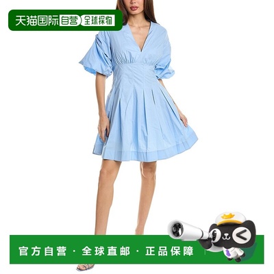 自营 Beulah 泡泡袖 A 字形连衣裙 - 蓝色 美国奥莱直发