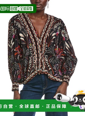 自营FARM Rio Classic Garden Black Mirror Trim Blouse - black