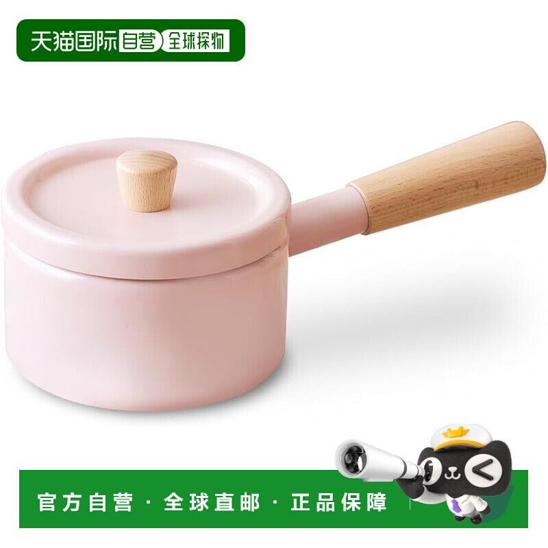 日本直邮Iris Ohyama爱丽思欧雅玛 奶锅14cm 浅粉MLKP-14手柄