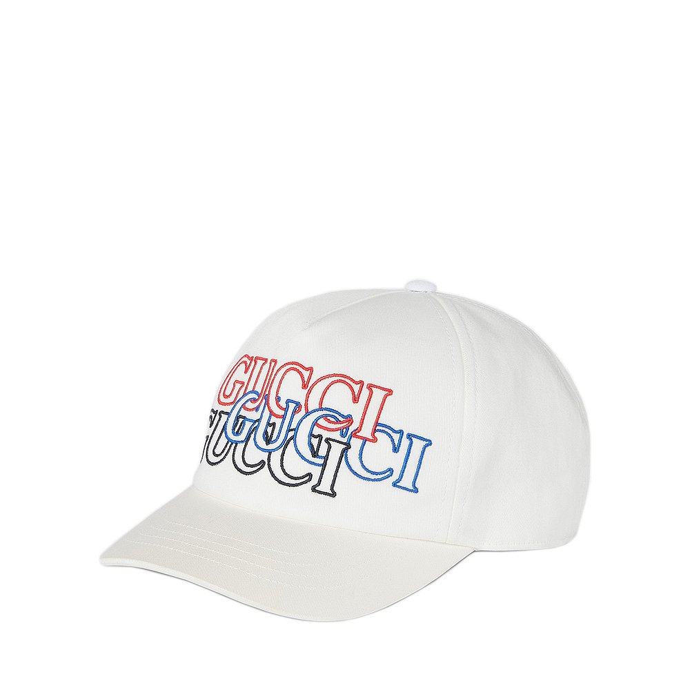 GUCCI 男士帽子 7885484HA9X9000 AW2024 白色 徽标棒球帽子