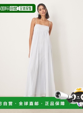 1h可退 香港直邮ASOS 女士 设计雪纺层叠感胸部背心梯形蓝色长款(