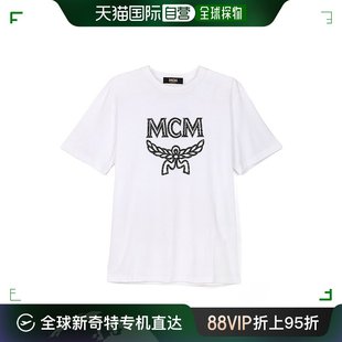 经典 香港直邮MCM女士T恤白色徽标舒适凉爽短袖 纯棉MHTASMM04W