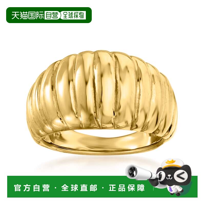 自营 Ross-Simons 意大利 18kt 黄金 Electroform 罗纹圆顶戒指 -