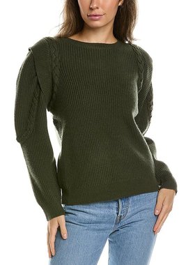 【美国奥莱】直发 Lea & Viola 编织羊毛和羊绒混纺毛衣 - 绿色