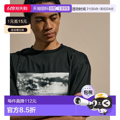 1h可退 日本直邮NUMERALS 男士 全棉摄影印花T恤 637819男装