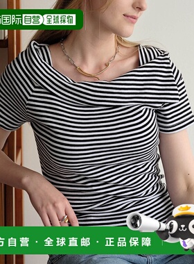 1h可退 日本直邮Miah女士全棉优雅半袖T恤显瘦设计感上衣 m202504
