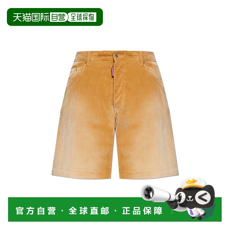 1h可退 香港直邮Dsquared2 二次方 男士 標誌標籤燈芯絨短褲 S74M