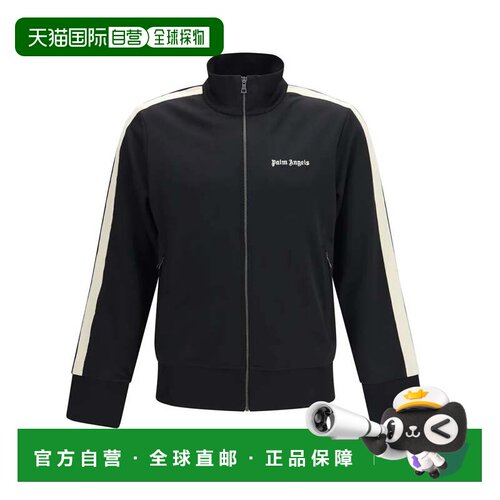 自营palm angelsIconic Black Track Jacket with Contrasting St