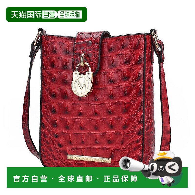 mia k collectionAvery 仿鳄鱼纹压花纯素皮革女士斜挎包 - 红色