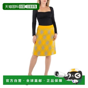 含羞草ip图案 Argyle及膝羊毛裙 美国奥莱直发裙子 Burberry 自营