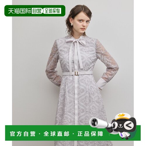 1h可退 日本直邮GRACE CONTINENTAL 女装 高腰刺绣半透明长袖连衣
