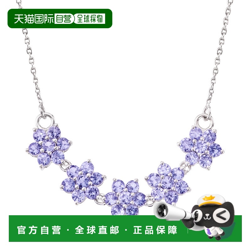 自营 925 纯银 Ross-Simons 坦桑石花卉项链 - 20 英寸 美国奥莱