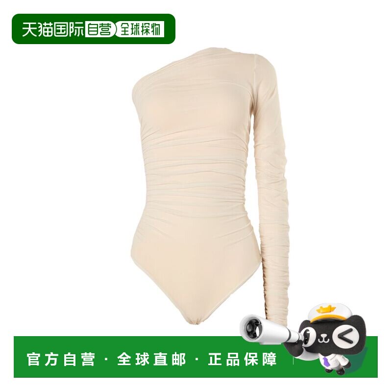 自营wolford透明垂褶细绳体-奶油 美国奥莱直发性感连体衣