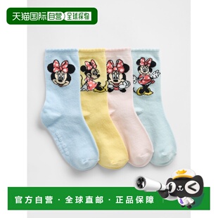 1h可退 日本直邮GAP×迪士尼米奇米妮儿童中筒袜4双装 884002