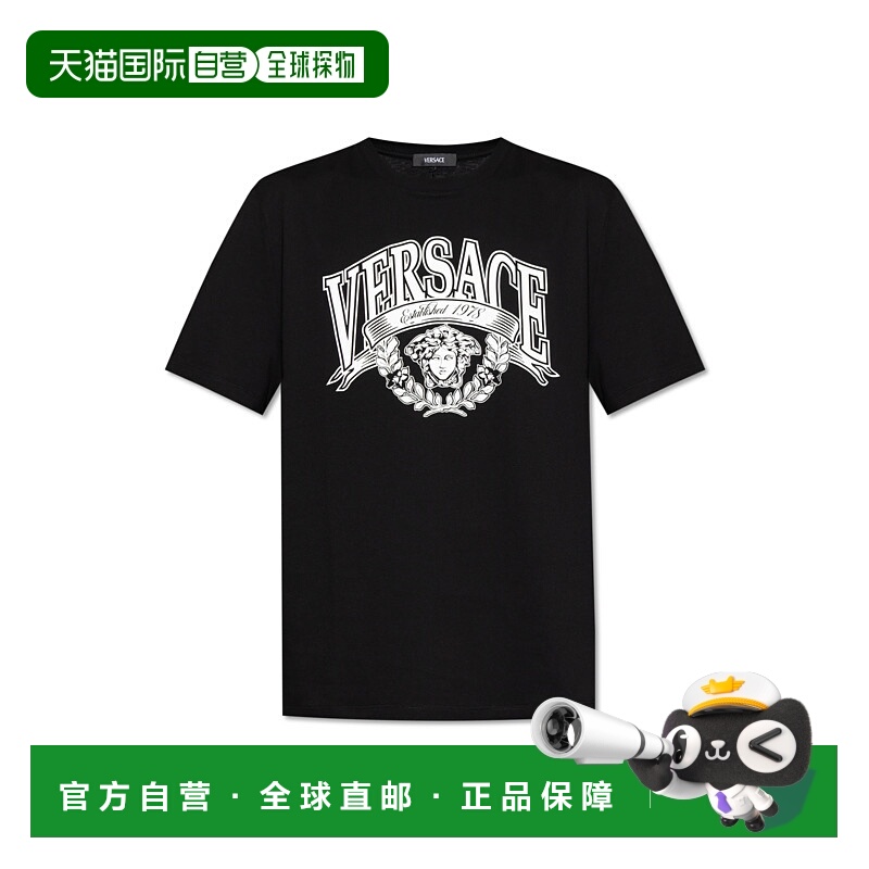 1h可退 香港直邮VERSACE 男士T恤 10133021A159091B000 AW2025 黑