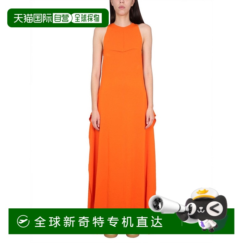 自营lanvinRound Neck Longuette Dress With Concealed Design -