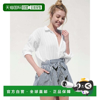 自营Splendid Bloom衬衫女白色条纹 纯棉纽扣FROG365-白色 美国奥