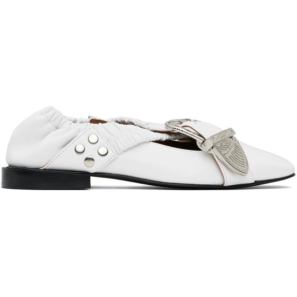 Toga Pulla|SSENSE 独家发售白色交叉带芭蕾平底鞋