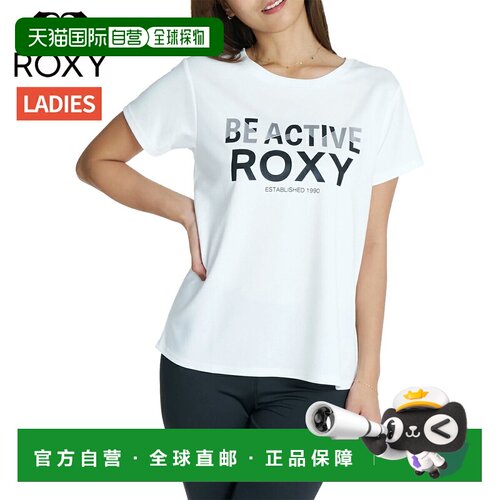 日本直邮Roxy BE ACTIVE 女士短袖T恤 箔混合印花 速干 UV防护 白