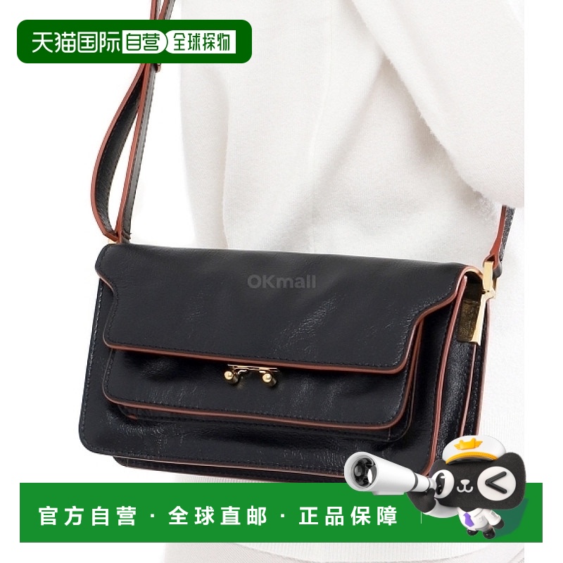 韩国直邮marni手拿包风琴包黑色柔软皮革时尚经典通勤出行百搭