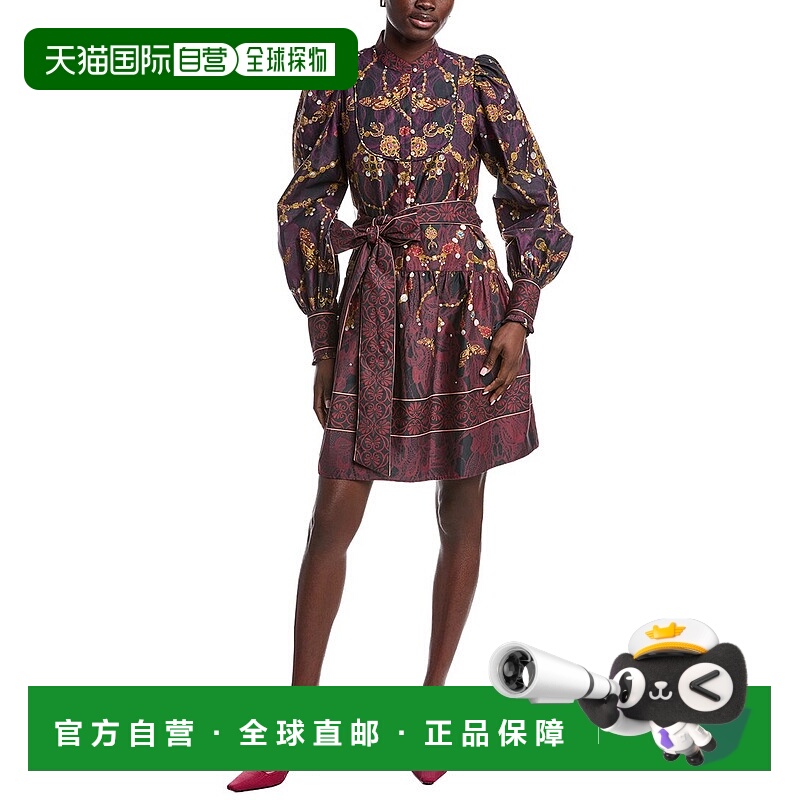 自营Marchesa Notte Printed Mini Shirtdress - purple 美国奥莱