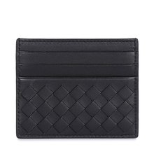 BOTTEGA VENETA 葆蝶家 BV 女士 黑色羊皮编织卡包 162150 V001