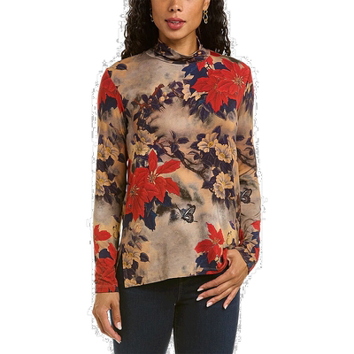 自营Johnny Was 深紫色红色小高领上衣 - 奥莱 直发美国女装棕色