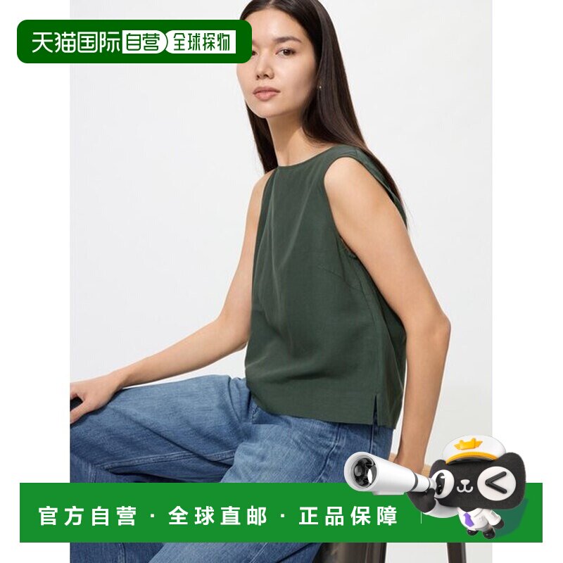 日本直邮UNIQLO 亚麻混纺衬衫 无袖优衣库图片