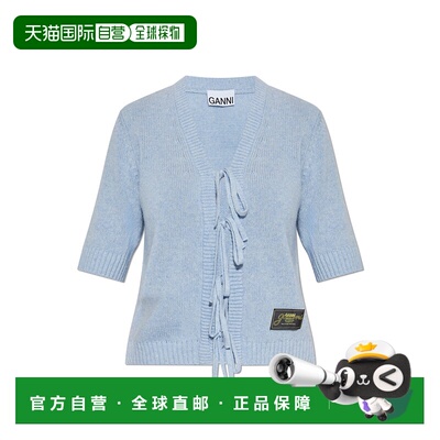 香港直邮GANNI 女士针织毛衣 K25702711326 AW2025 浅蓝色 Cardig