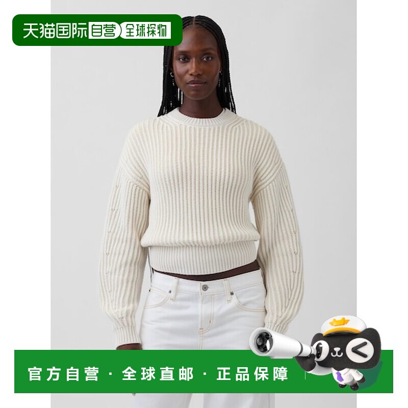 日本直邮GAP 纯棉露肩短款毛衣 [728188011]长袖针织衫图片