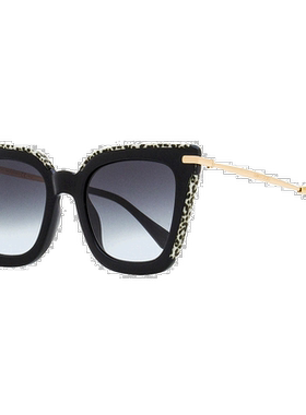 自营 Jimmy Choo 女士方形太阳镜 Ciara /G FP39O 黑色/豹纹 52
