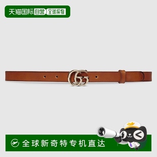 Marmont系列女士棕色皮革细腰带 欧洲直邮Gucci古驰GG