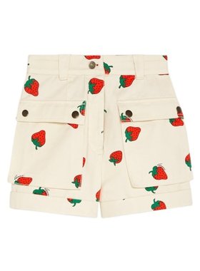 GUCCI 女士短裤 753327XDCNK9118 AW2023 白色 草莓印花短裤