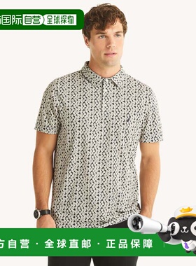 自营Nautica Mens Navtech Printed Polo - navy seas 美国奥莱直