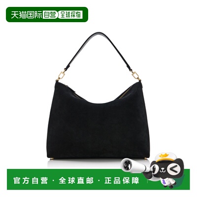 1h可退 香港直邮toteme 女士 Bevel 中号绒面革包包 black黑色 舒