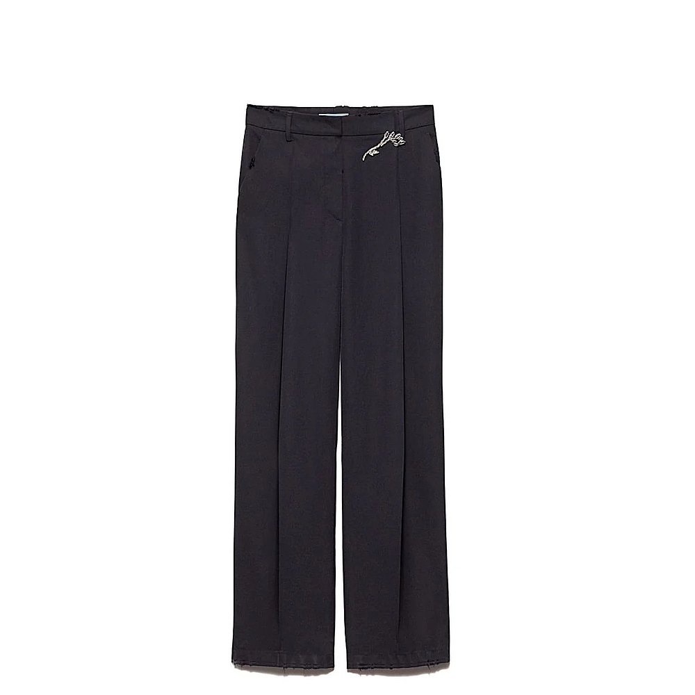 PRADA 女士休闲裤 P238ISOOO15CDBLU AW2024 黑色 PRADA Clothing