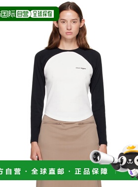 1h可退 香港直邮Courreges 女士 白色 & 黑色 Circle Contrast T