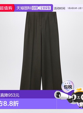 1h可退 香港直邮MaxMara 麦斯玛拉 女士 苔绿色阔腿羊毛裤子 ARTU