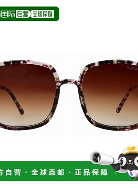 自营 Suzy Levian 女士黑色花卉大号方形镜片太阳镜 - 多色 美国