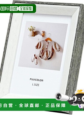 【日本直邮】富士双色相框 4712L 大号 WH/GR 白色 x 灰色 408571