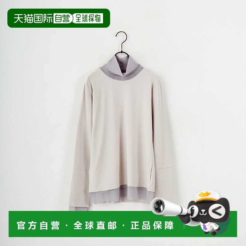 1h可退 日本直邮Dignite collier 女装 高领拼接弹力T恤 蕾丝点缀